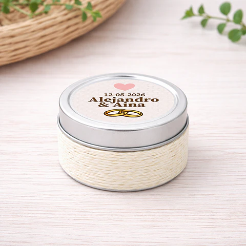 Vela en lata metálica para boda