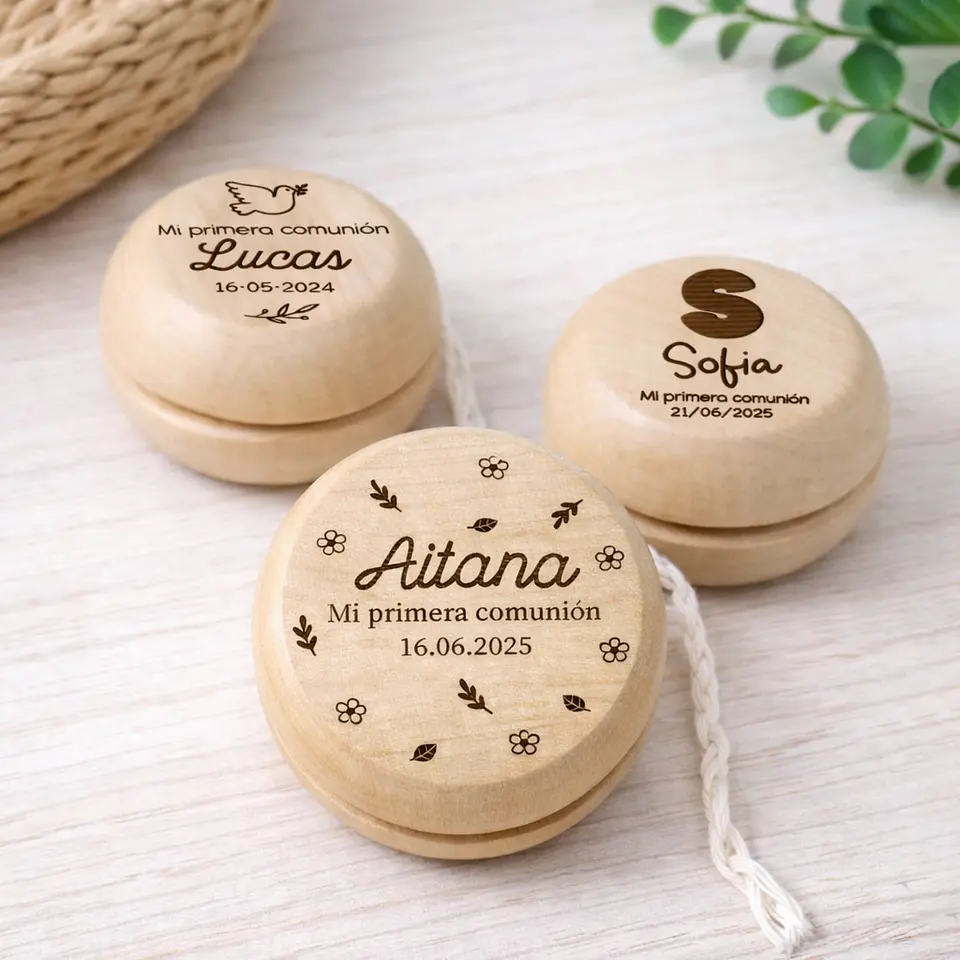 Yoyó de madera personalizado grabado 1