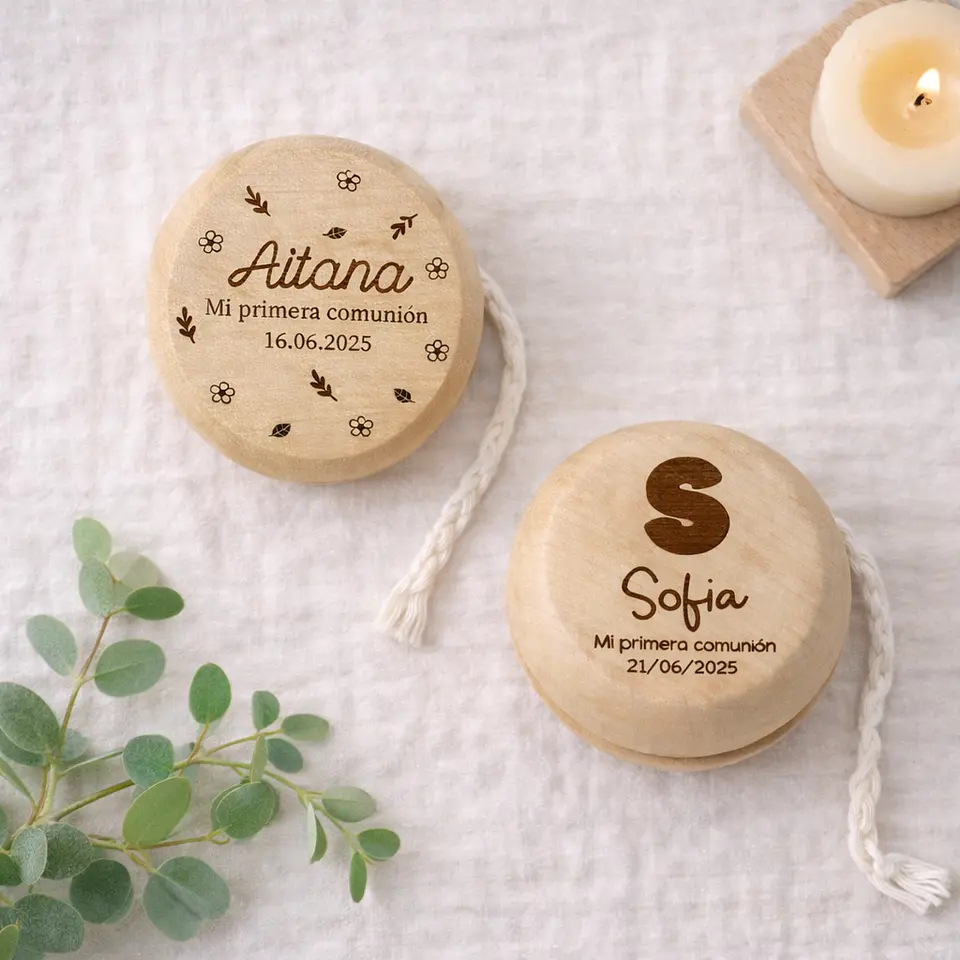 Yoyó de madera personalizado grabado 2