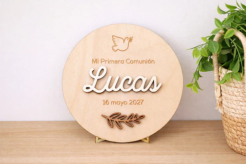 Placa de madera personalizada Comunión/Bautizo