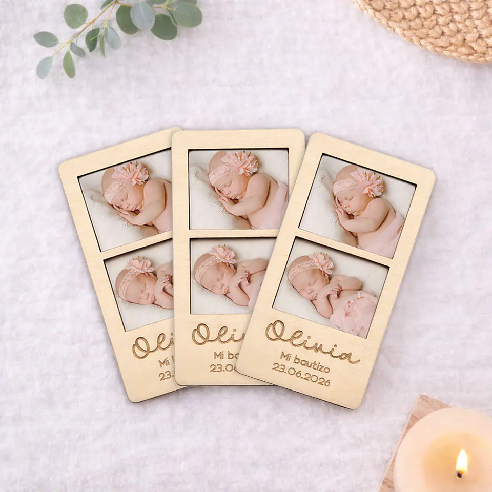 Fotomatón de madera con imán (2 fotos) 3