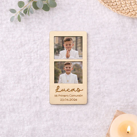 Fotomatón de madera con imán (2 fotos)