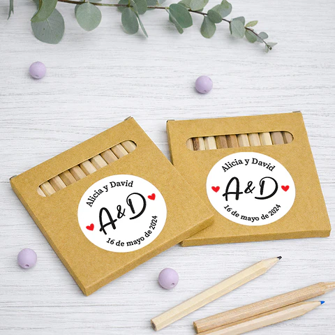 Cajita de lápices para bodas