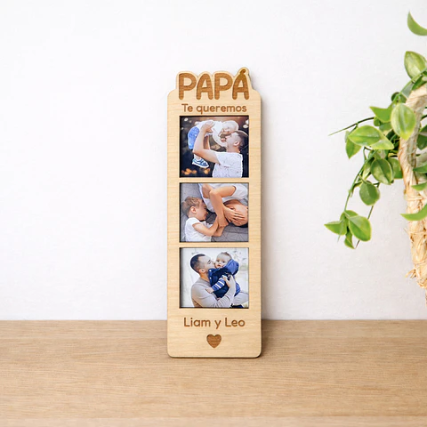 Imán fotomatón de 3 fotos para Papá