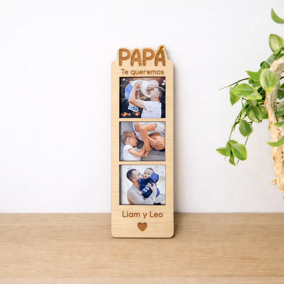 Imán fotomatón de 3 fotos para Papá 1
