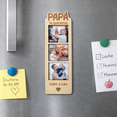 Imán fotomatón de 3 fotos para Papá
