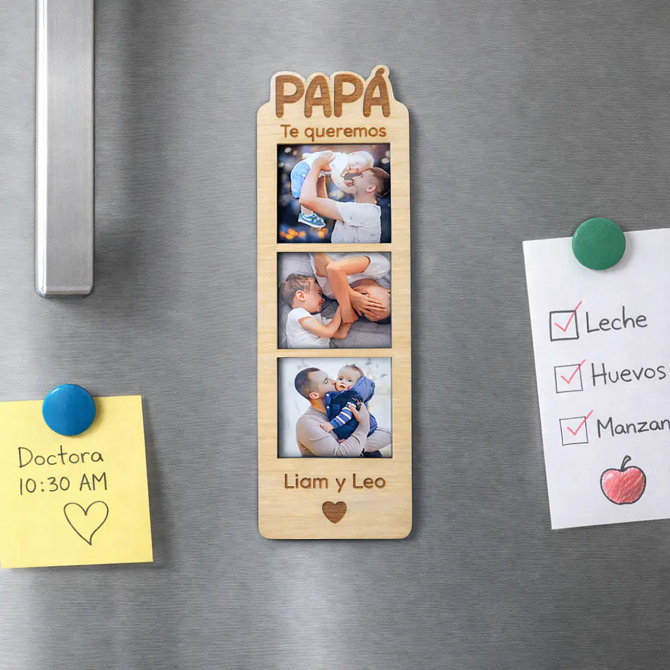 Imán fotomatón de 3 fotos para Papá 2