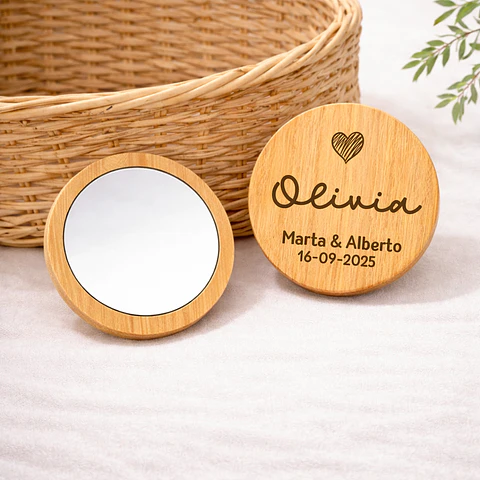 Espejo redondo grabado boda