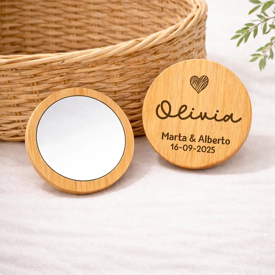 Espejo redondo grabado boda 2