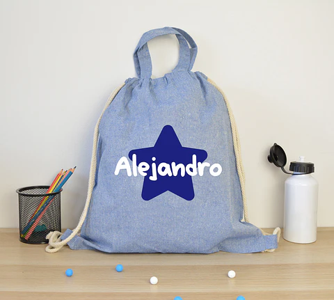 Mochila de cuerdas personalizada con estrella para el cole