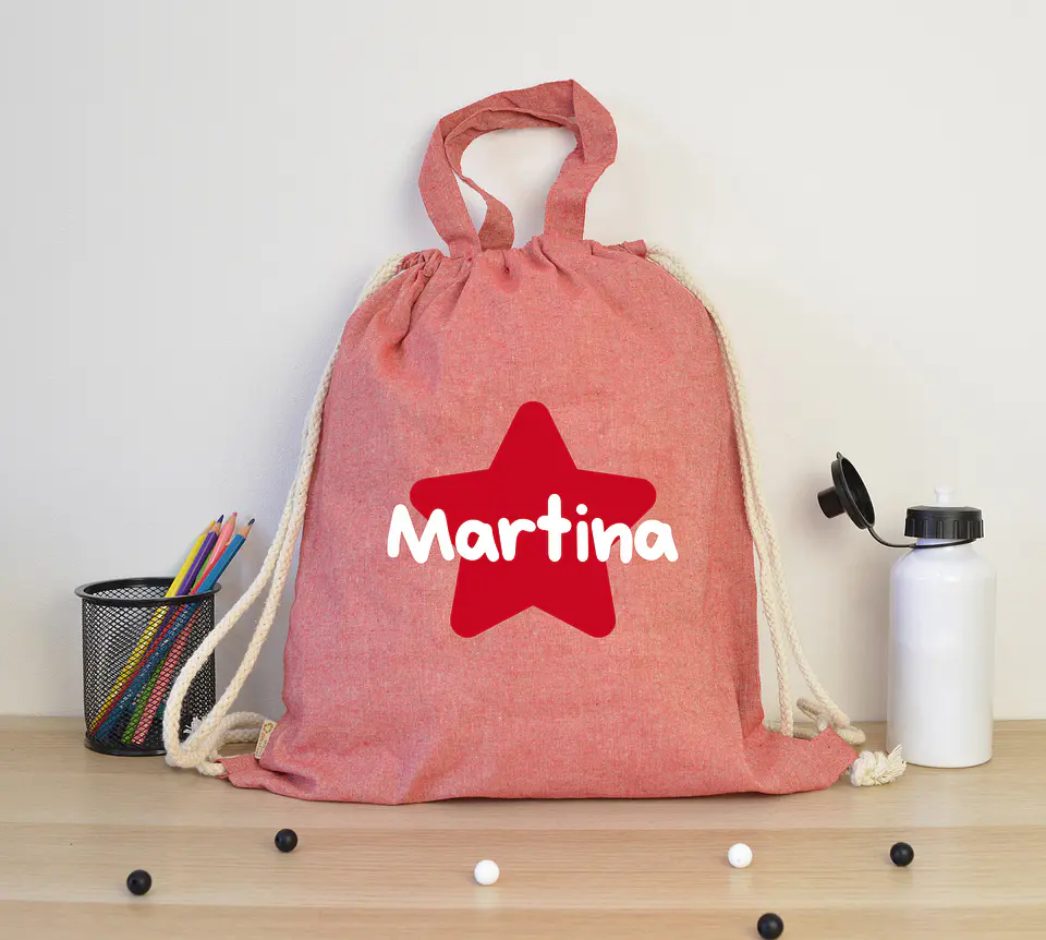 Mochila de cuerdas personalizada con estrella para el cole 1