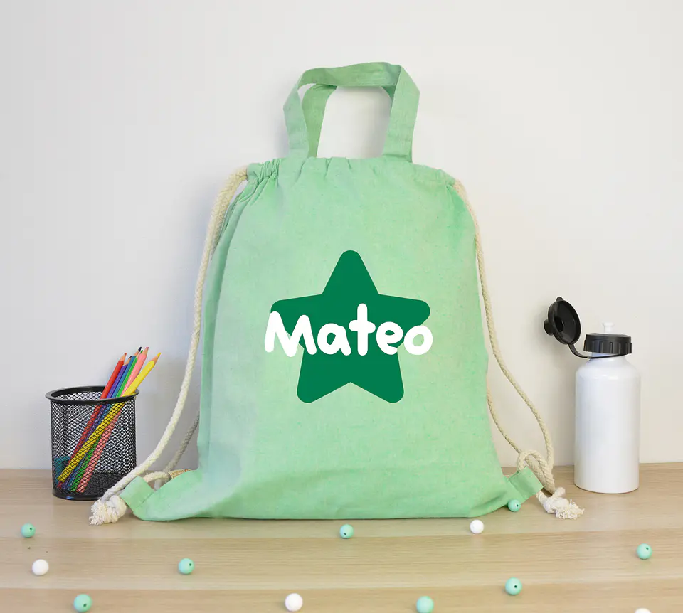 Mochila de cuerdas personalizada con estrella para el cole 3