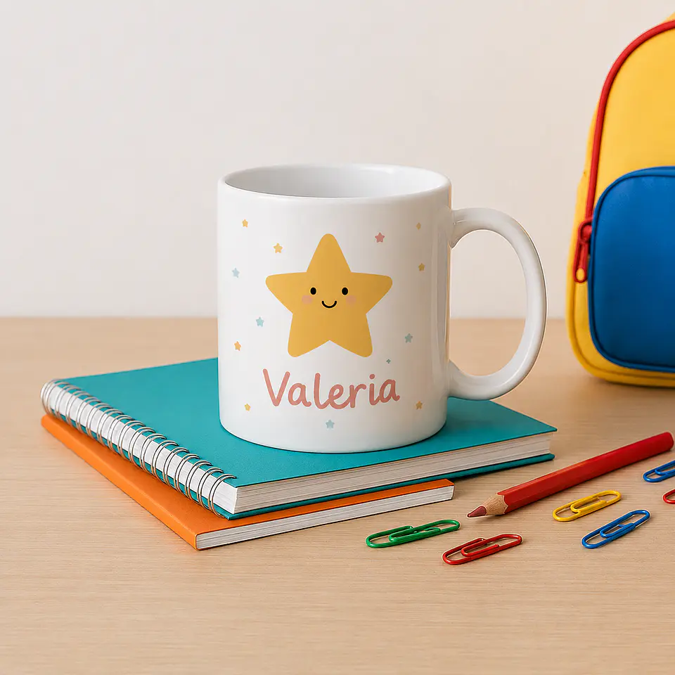 Taza de plástico personalizada con dibujo para el cole 2