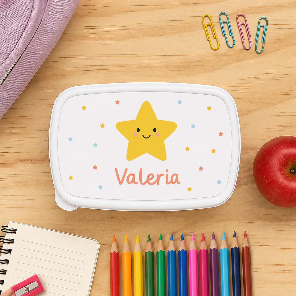 Fiambrera personalizada con nombre y dibujo para el cole 3