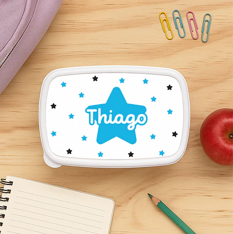 Fiambrera personalizada con nombre y estrella para el cole