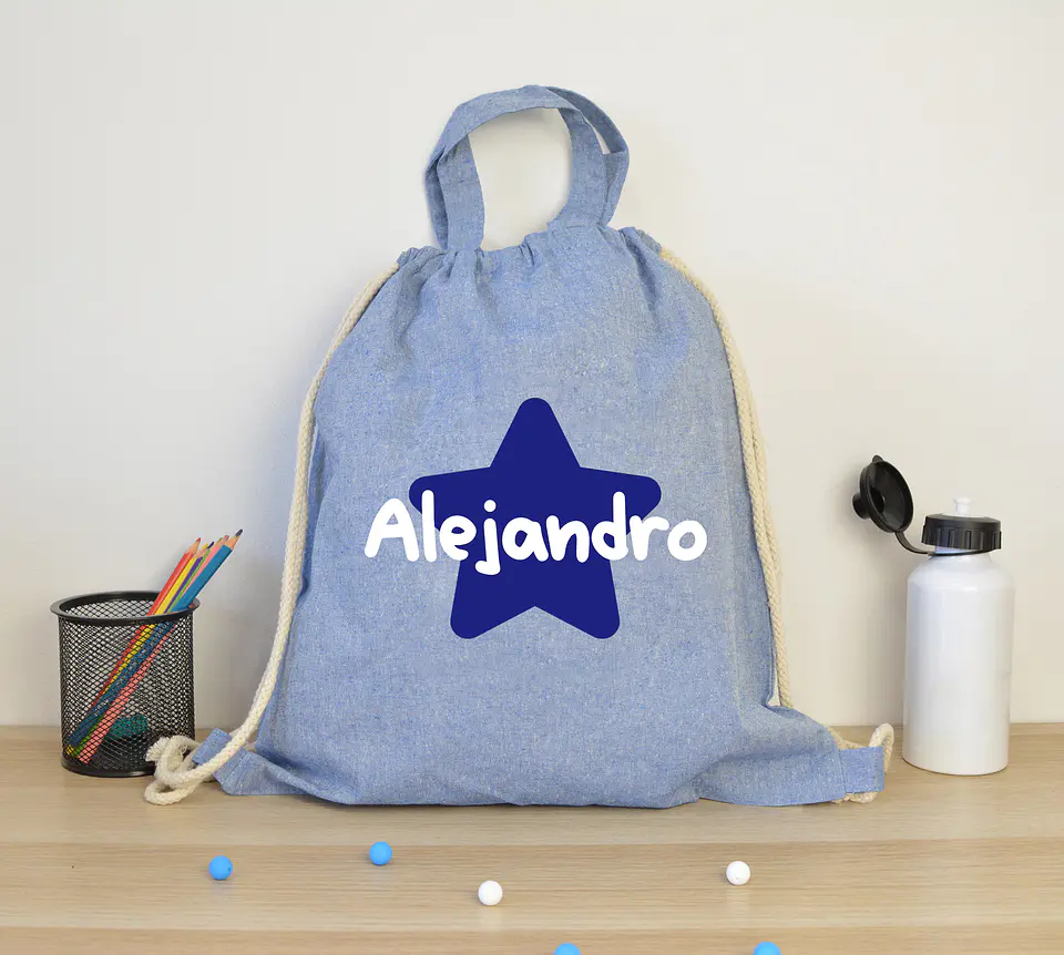 Mochila de cuerdas personalizada con estrella para el cole 2