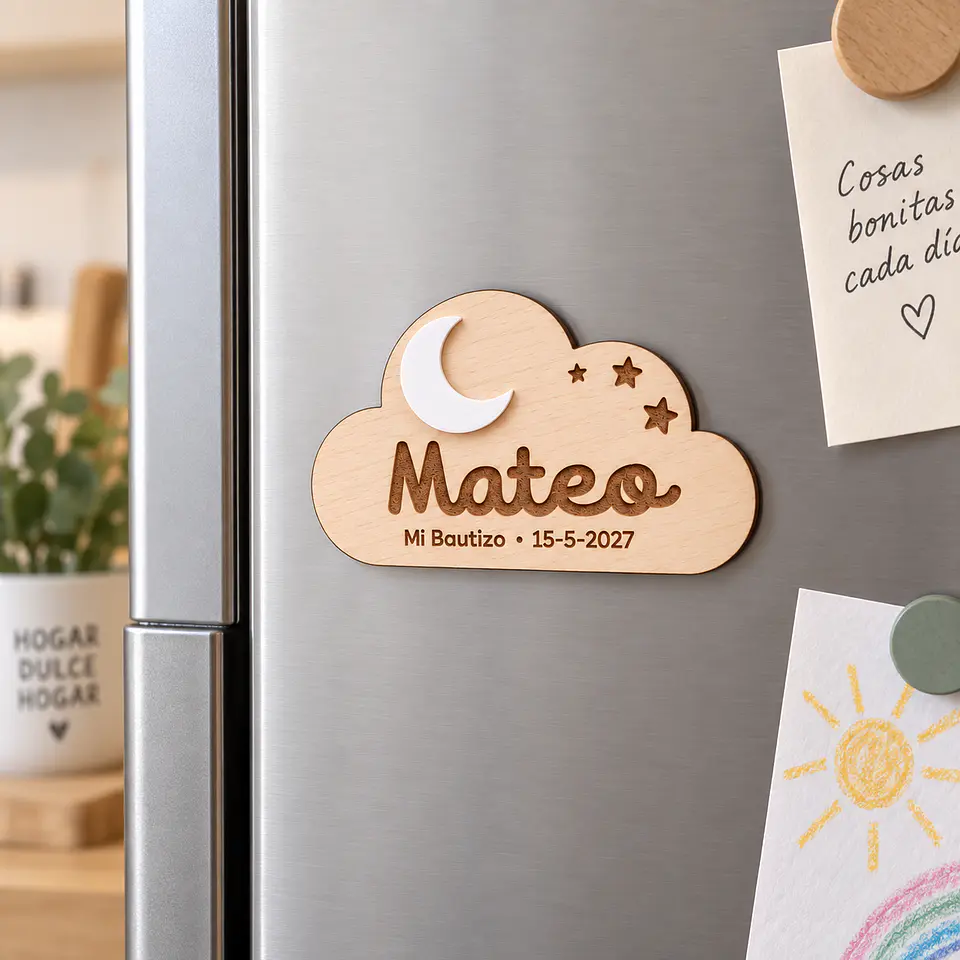 Nube de madera con imán 3