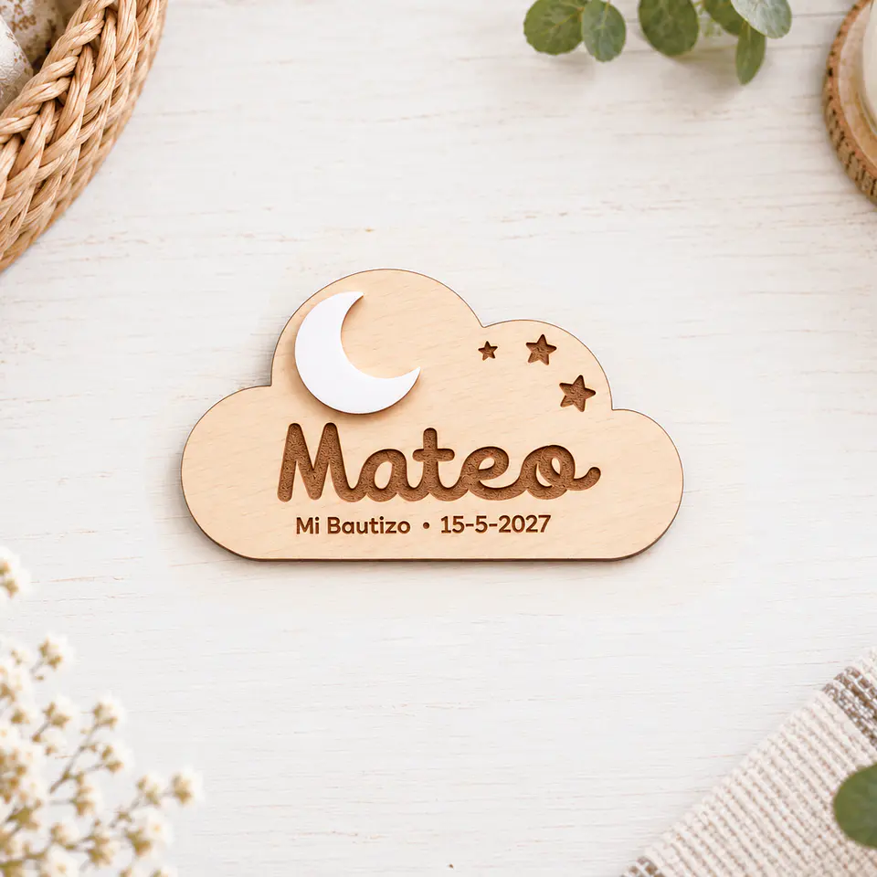 Nube de madera con imán 1