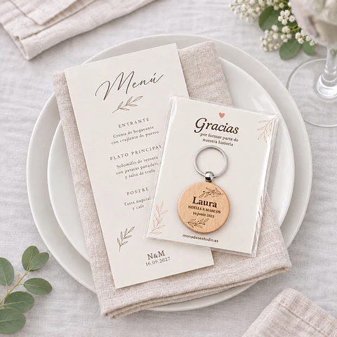 Llavero redondo personalizado para Bodas