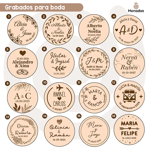Domino grabado para Bodas