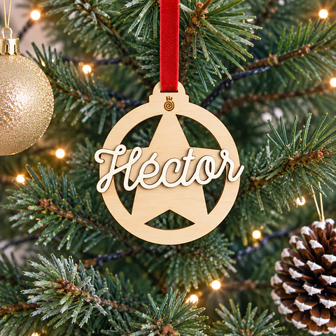 Adorno de Navidad redonda personalizada con nombre