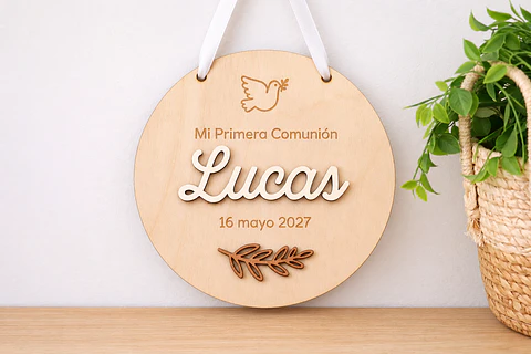Placa de madera personalizada Comunión/Bautizo