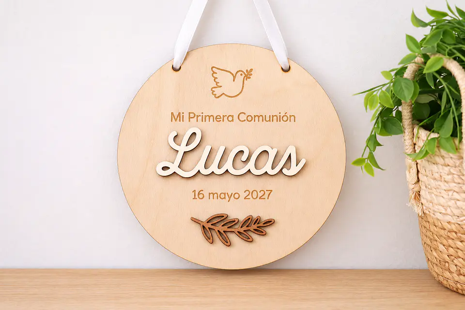 Placa de madera personalizada Comunión/Bautizo 1