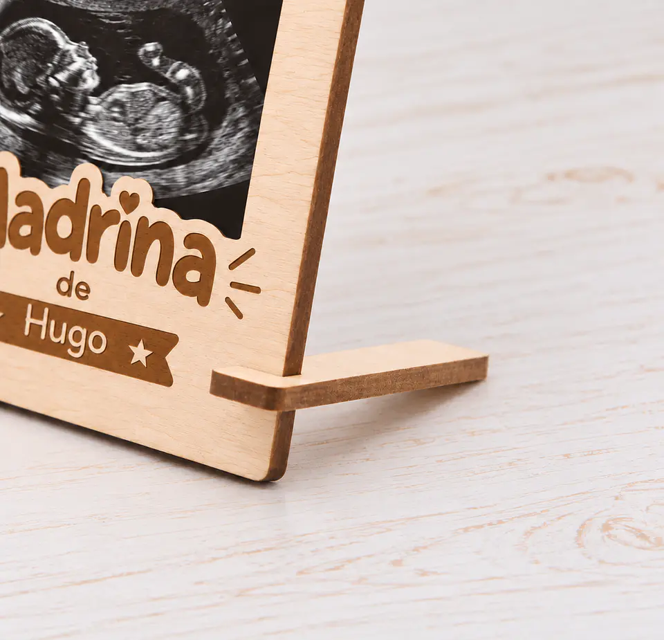 Caja petición padrino o madrina con portafotos de madera grabado personalizado 5