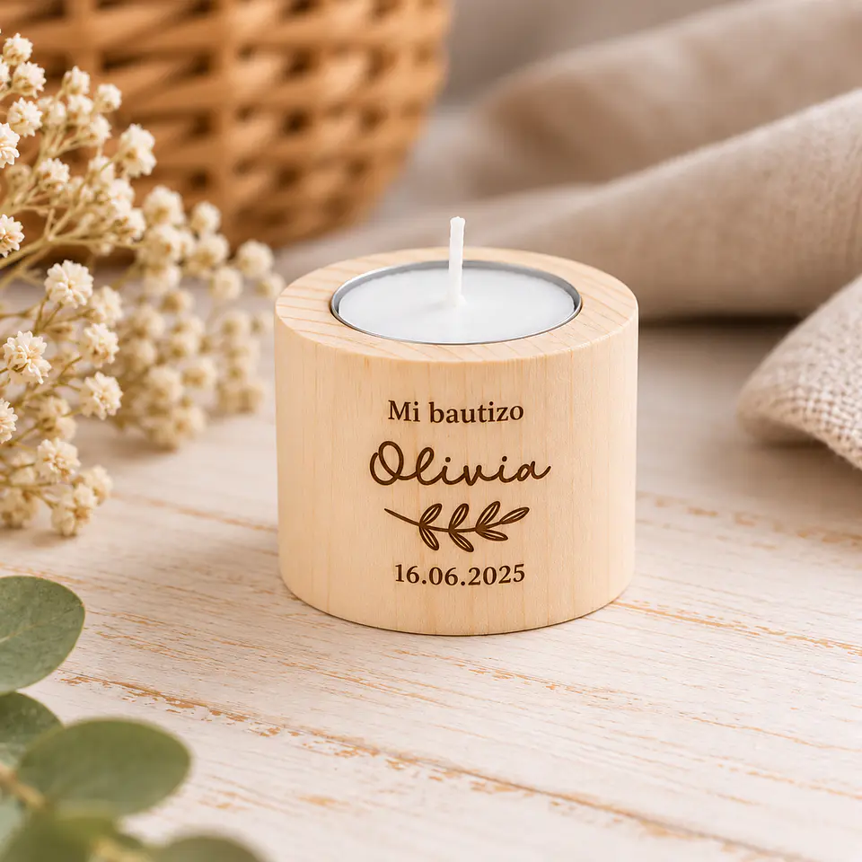 Vela aromática en cilindro de madera personalizado 1