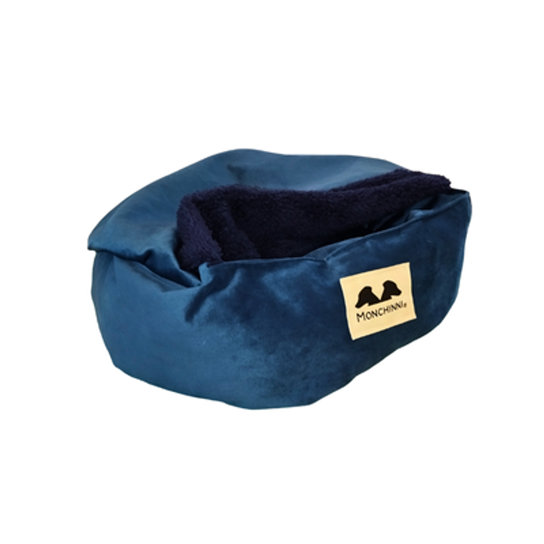 Cama Pet-Donut con manta incorporada-Azul 1