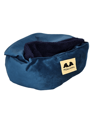 Cama Pet-Donut con manta incorporada-Azul