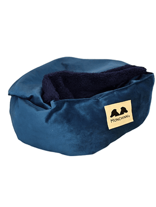 Cama Pet-Donut con manta incorporada-Azul