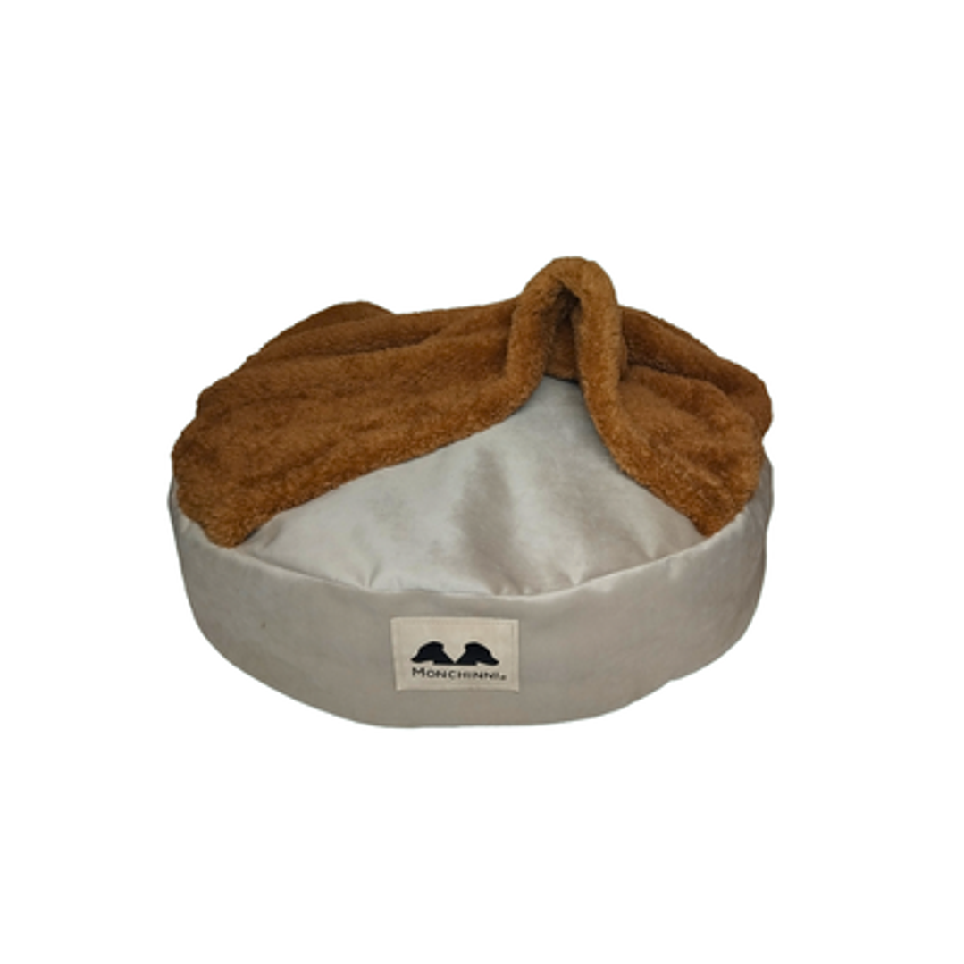 Cama Pet-Cojín con manta incorporada-Capuchino 1
