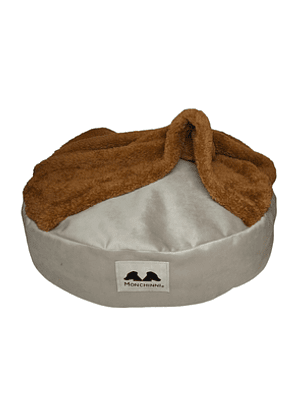 Cama Pet-Cojín con manta incorporada-Capuchino