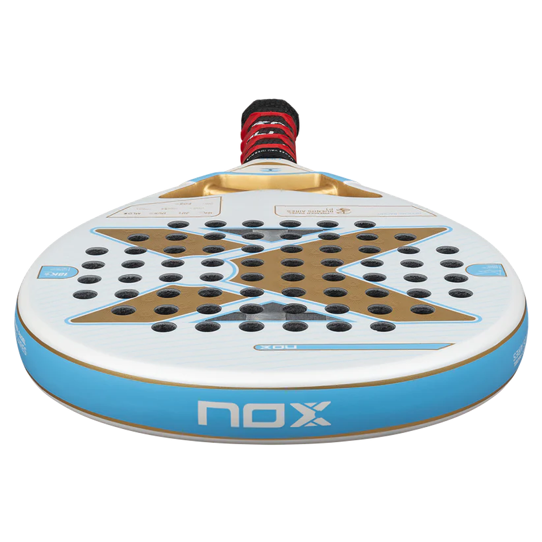 Pala Padel Nox AT10 Luxury Genius 18K Alum Buenos Aires Exclusive Edition 2026 + Overgrip + Protector + Llavero 6
