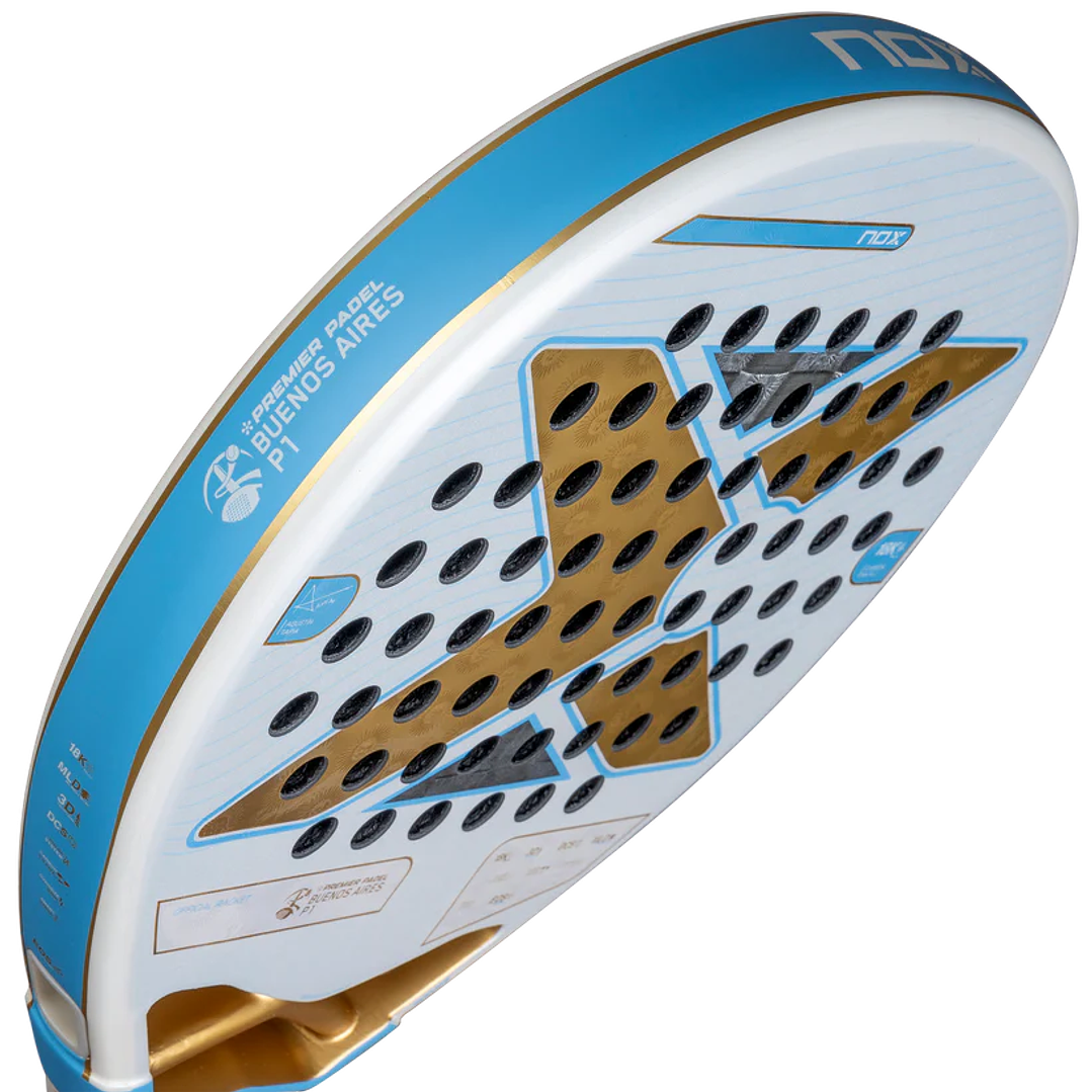 Pala Padel Nox AT10 Luxury Genius 18K Alum Buenos Aires Exclusive Edition 2026 + Overgrip + Protector + Llavero 12