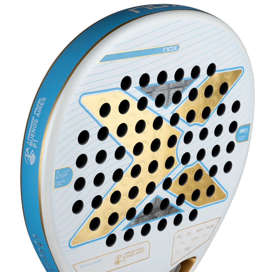 Pala Padel Nox AT10 Luxury Genius 18K Alum Buenos Aires Exclusive Edition 2026 + Overgrip + Protector + Llavero 13