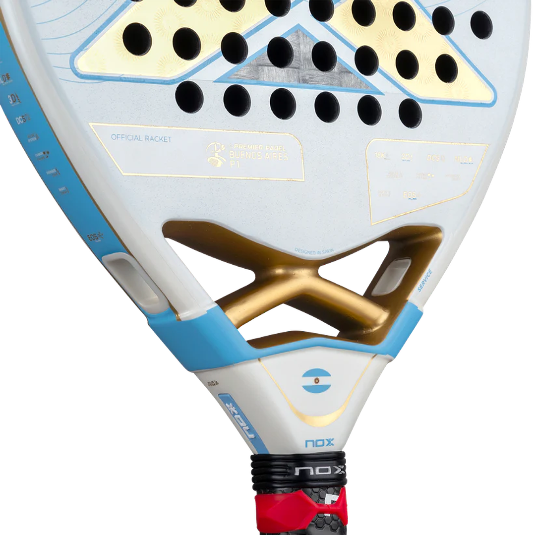 Pala Padel Nox AT10 Luxury Genius 18K Alum Buenos Aires Exclusive Edition 2026 + Overgrip + Protector + Llavero 16