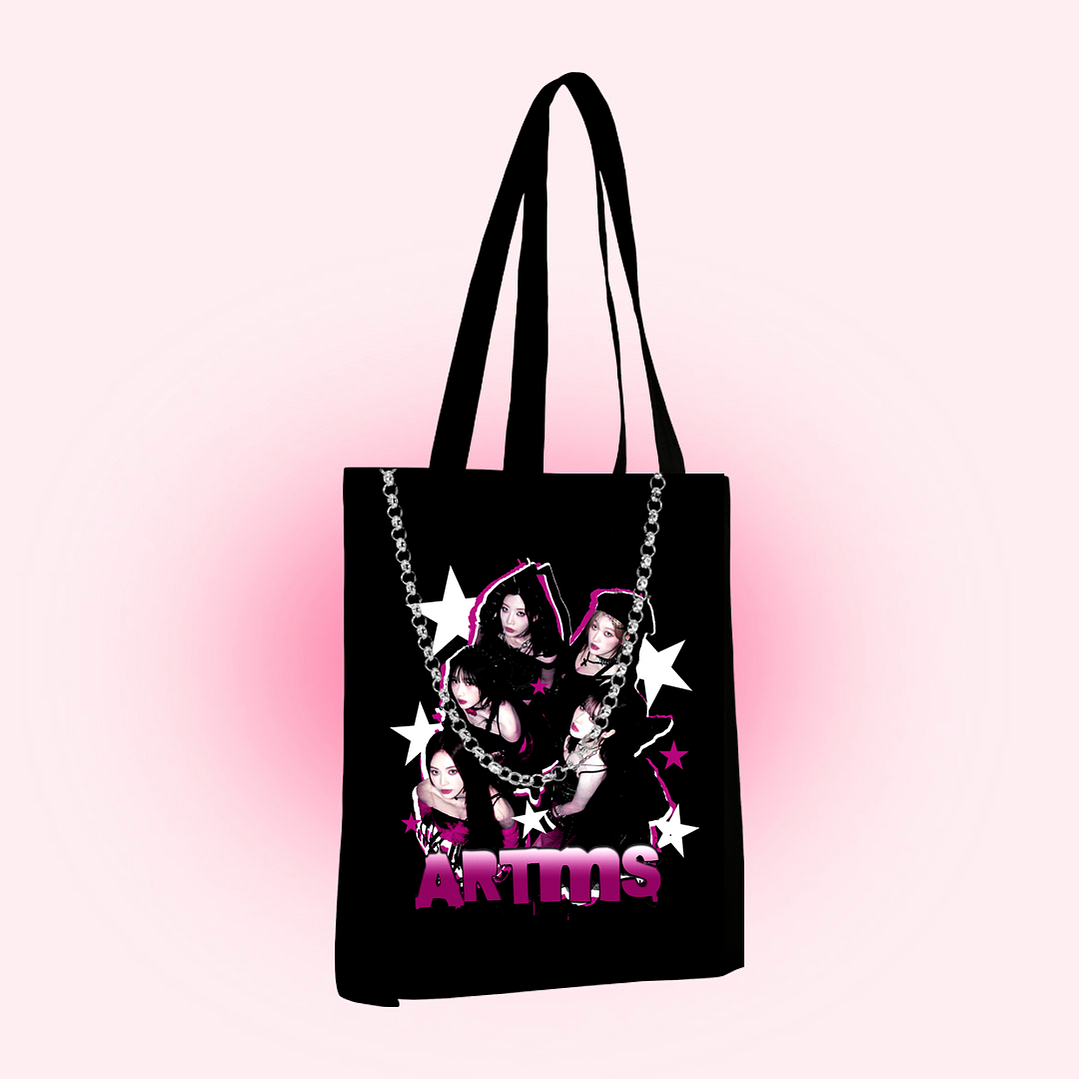 Tote bag artms pink stars 1