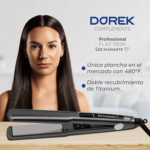 Plancha Lizz Diamante 480 °F Nano Titanium  Dorek Complement + Obsequio