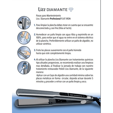Plancha Lizz Diamante 480 °F Nano Titanium  Dorek Complement + Obsequio