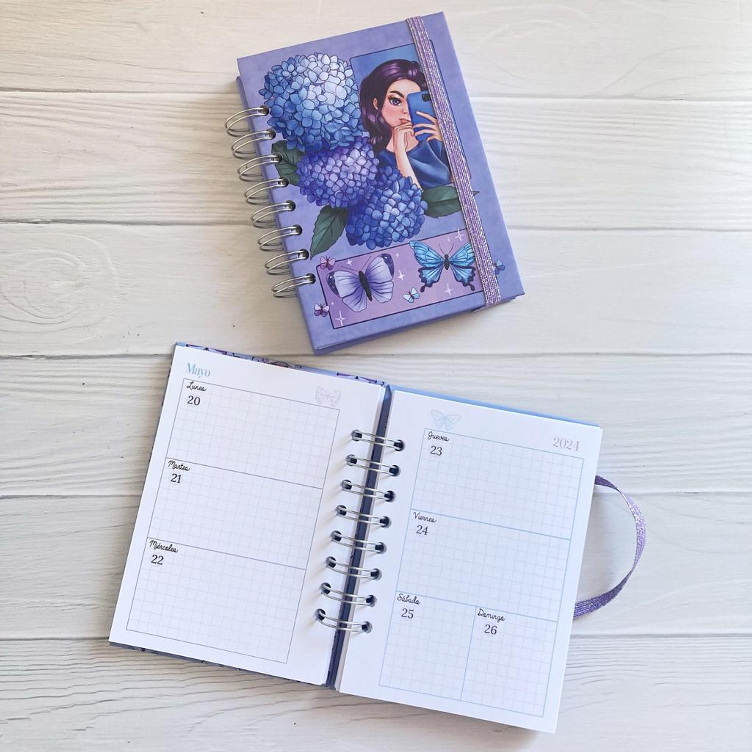 Planner de bolsillo 2024 Hortensias Lilas 1