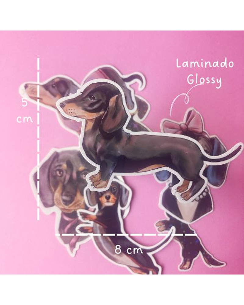 Set de Stickers Perritos Salchicha elegantes