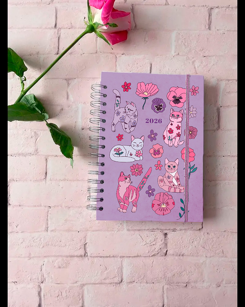 Planner Minimalista 2026 portada Gatitos flores
