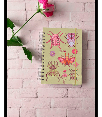 Planner Minimalista 2026 portada Escarabajos Flores