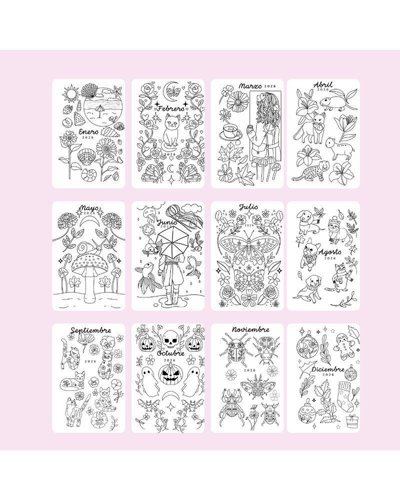 Planner Minimalista 2026 portada Mariposas Nocturnas