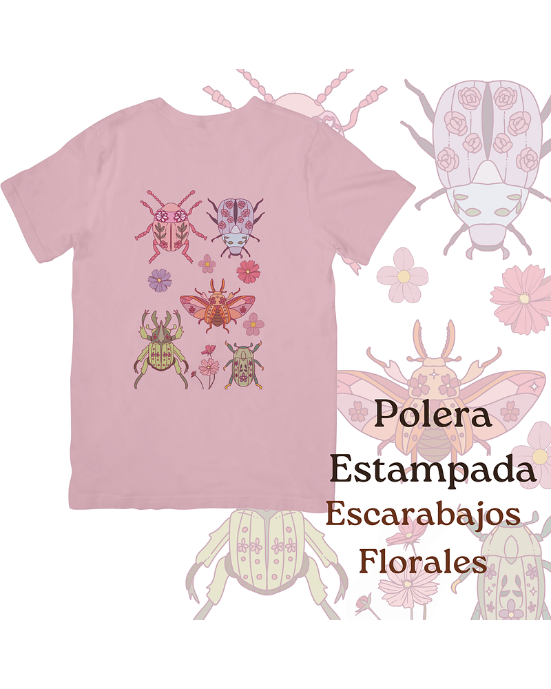 Polera de algodón Estampada Escarabajos Florales