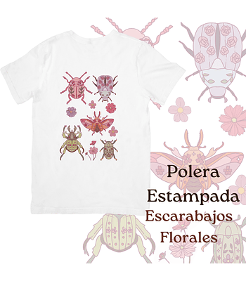 Polera de algodón Estampada Escarabajos Florales