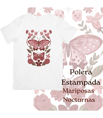 Polera de algodón Estampada Mariposas Nocturnas - Blanco