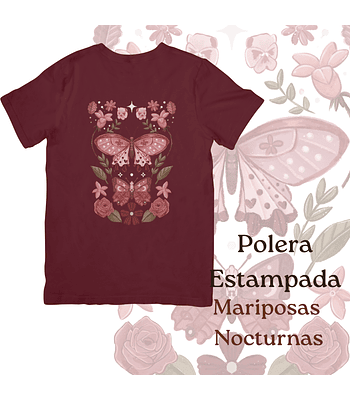 Polera de algodón Estampada Mariposas Nocturnas - burdeo